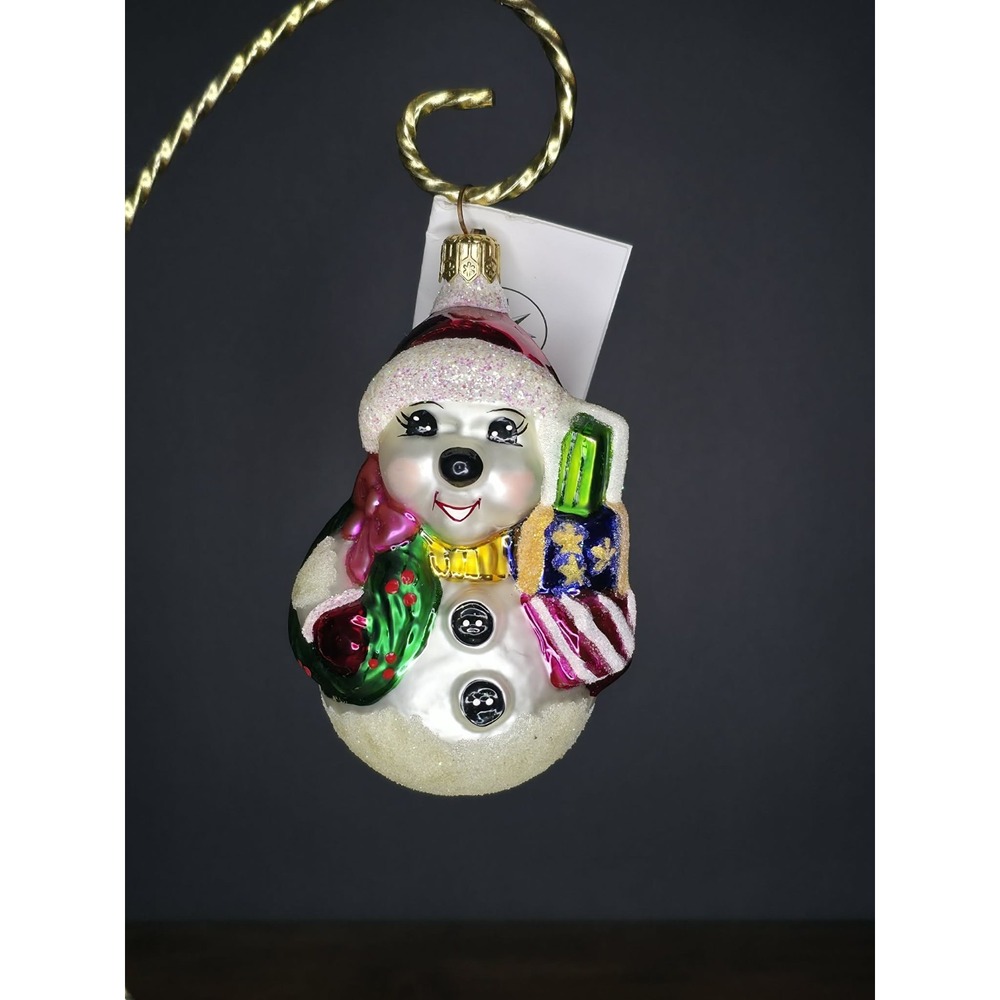 Vintage 1998 Christopher Radko "Wee Frosty Tenor" Glass Snowman Ornament...